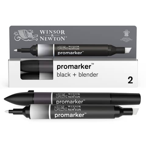 Set pennarello Winsor&Newton Promarker nero + pennarello blender doppia punta fine-larga - 0290148